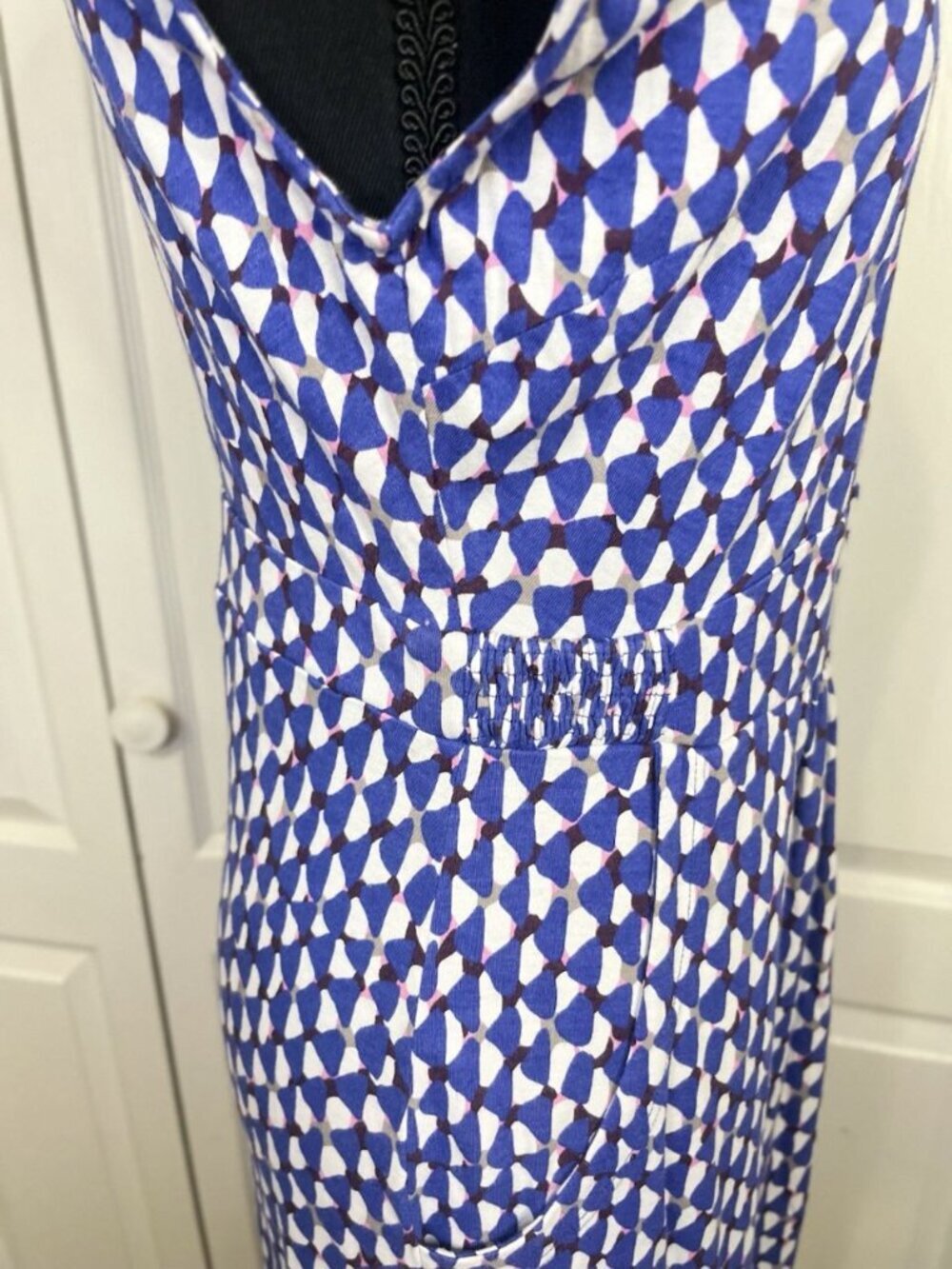 Boden Jersey Margot Sz 8R Dress Pockets Geometric Cap Minimimalist Quiet Luxury - Picture 7 of 11